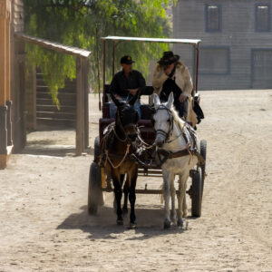 chariot avec deux chevaux décor de cinéma